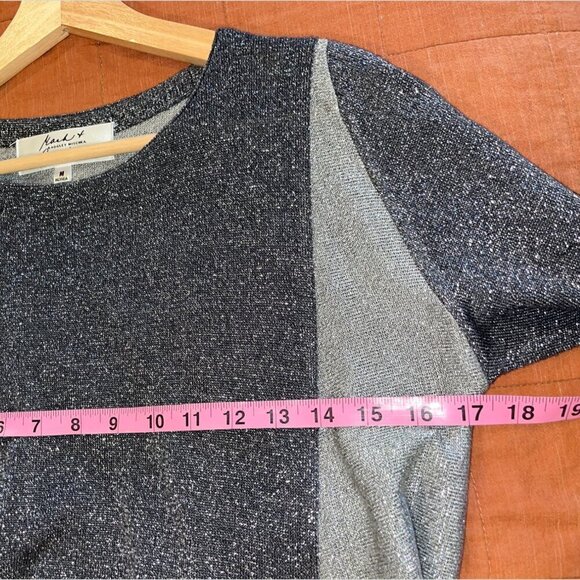 Badgley Mischka Gray & Black Long Sleeve Sparkle Bodycon Dress Women’s Size M - Picture 6 of 9